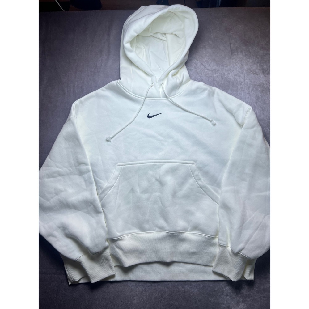 Nike Hoodie Womens Medium Sail White Phoenix Fleece Oversized Pullover Swoosh